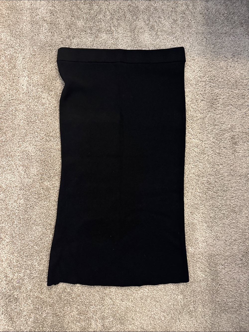 Bar III Black Ribbed Midi Pencil Skirt with Side Slit - Picture 5 of 6